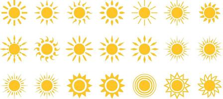 set of sun flat illustrations. collection of sun icons. vector