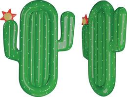 cactus pool float. cactus shaped pool raft. isolated inflatable mattress top and side view vector