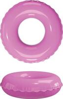 pink swimming ring. isolated 3d inflatable ring top and side view realistic illustration vector