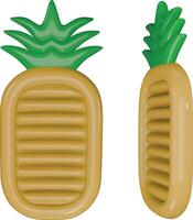 pineapple pool float. pineapple shaped pool raft. isolated inflatable mattress top and side view vector