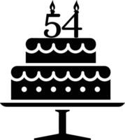 A black-and-white image of a cake with the number 54 on it. vector