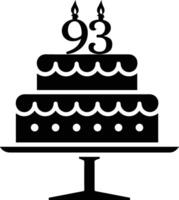 A black-and-white image of a cake with the number 93 on it. vector