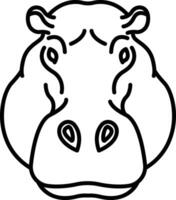 hipopótamo cara contorno vector ilustración
