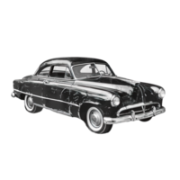 AI generated American classic car black and white isolated photo png