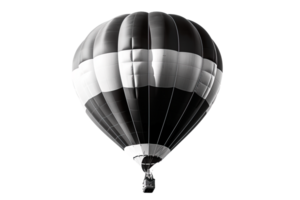 AI generated Hot air balloon black and white cut out photo png