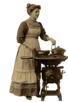 ai généré ancien photo de une cuisine femme isolé image png