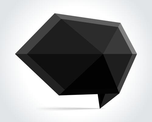 Black Geometric Speech Bubble on Abstract Background