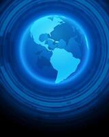 Blue Glowing Earth With Abstract Background vector