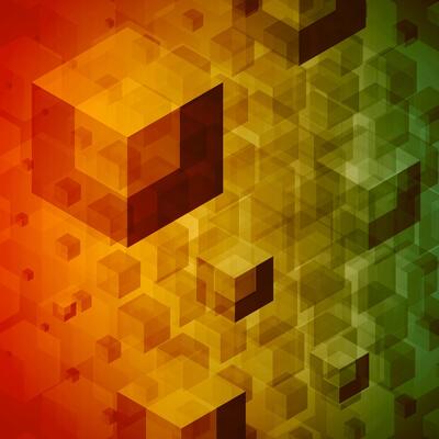 Orange and Green Abstract Background With Squares and Rectangles