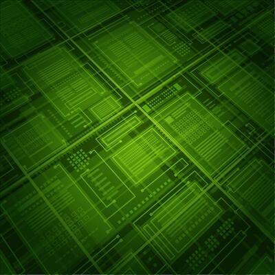 Green Circuit Board Pattern With Abstract Design