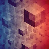 Red and Blue Abstract Background With Cubes vector