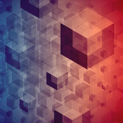 Red and Blue Abstract Background With Cubes