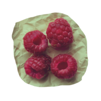 AI generated Photo of raspberry fruit on crumpled paper faded colors element png