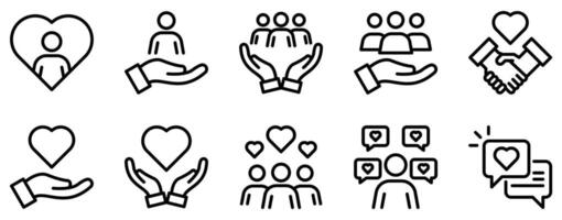 support icon line style set collection vector