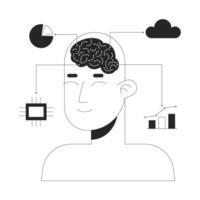 AI Data Analytics Monochrome Illustration Concept vector