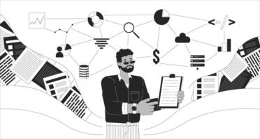 Data Analyst Skills Monochrome Illustration Concept vector