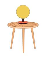Round lamp on coffee table 2D linear cartoon objects. Tabletop chandelier glowing isolated line vector element white background. Lighting equipment and furniture color flat spot illustration