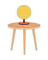 Round lamp on coffee table 2D linear cartoon objects. Tabletop chandelier glowing isolated line vector element white background. Lighting equipment and furniture color flat spot illustration