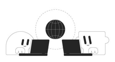 International Data Transfer Monochrome Illustration Concept vector