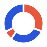 Pie chart segments 2D linear cartoon object. Round piechart sections isolated line vector element white background. Data visualization. Geometric infographic element color flat spot illustration