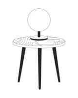 Round lamp on coffee table 2D linear cartoon objects. Tabletop chandelier glowing isolated line vector element white background. Lighting equipment and furniture monochromatic flat spot illustration