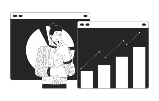 Web Data Analyst Monochrome Illustration Concept vector