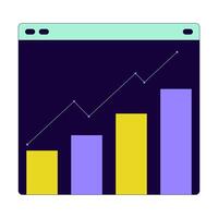 Data bar graph line webpage 2D linear cartoon object. Analysis analytics. Increasing chart web page isolated line vector element white background. Data visualization color flat spot illustration