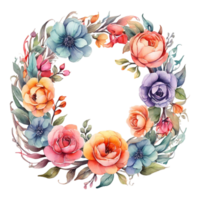 AI generated Watercolor Flower Round png