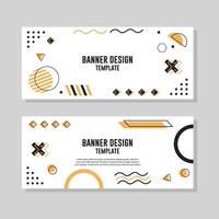 Horizontal web banner with geometric shapes. Vector illustration