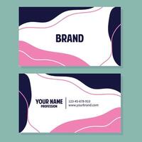 Business card design template with abstract wavy background. Vector illustration