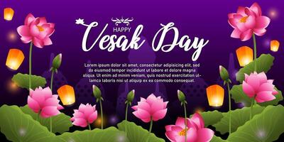 happy vesak day horizontal background vector