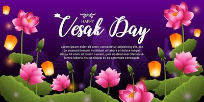 happy vesak day horizontal background vector