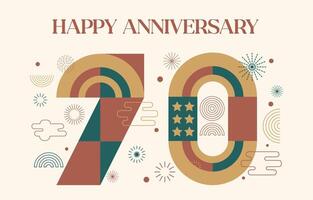 happy anniversary with geometric numbers in flat color concept vector