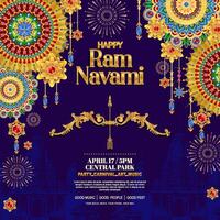 happy ram navami poster with gradient color vector