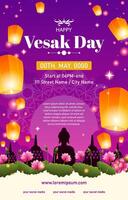 happy vesak day vertical poster banner vector