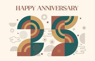 happy anniversary with geometric numbers in flat color concept vector