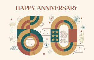 happy anniversary with geometric numbers in flat color concept vector