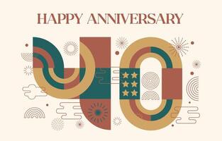 happy anniversary with geometric numbers in flat color concept vector