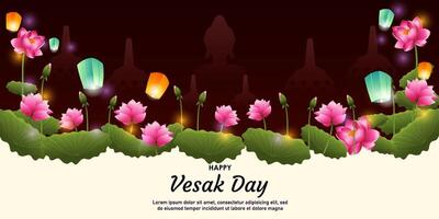 happy vesak day horizontal background vector