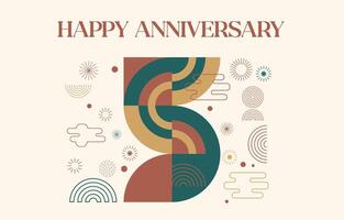 happy anniversary with geometric numbers in flat color concept vector