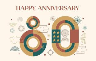 happy anniversary with geometric numbers in flat color concept vector