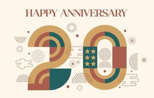 happy anniversary with geometric numbers in flat color concept vector