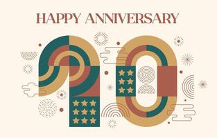 happy anniversary with geometric numbers in flat color concept vector