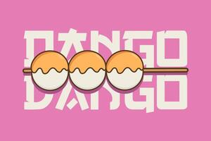 japonés comida dango sencillo retro dibujos animados ilustración vector