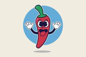 Chilli character mascot design with happy and funny expression, vector illustration