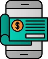 Bank Check Line Filled Gradient  Icon vector