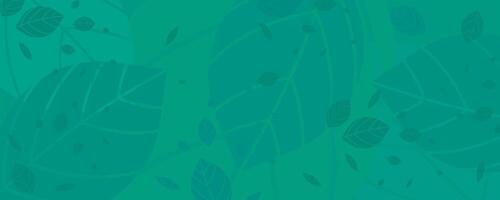 wide abstract green leaf banner vector illustration