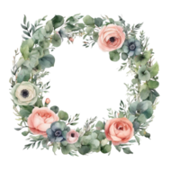 ai généré aquarelle fleur rond png