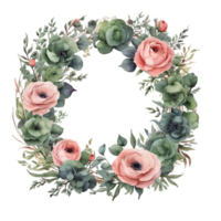 AI generated Watercolor Flower Round png