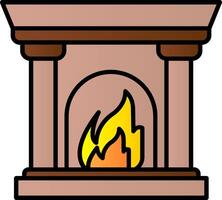 Fireplace Line Filled Gradient  Icon vector